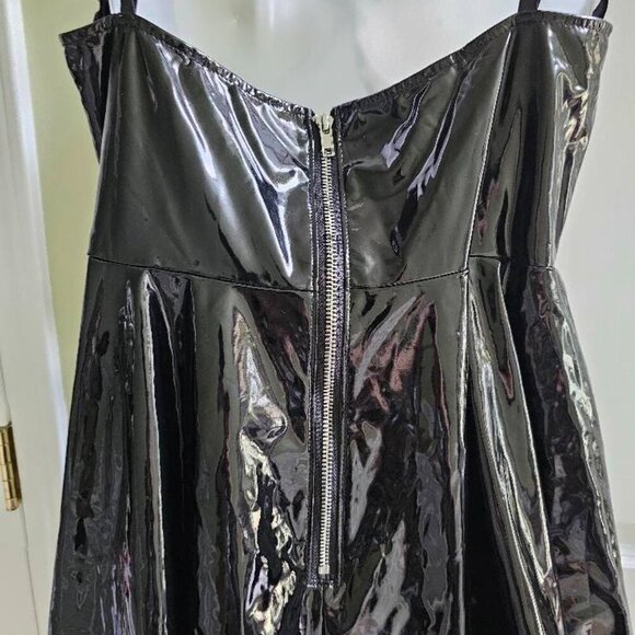 Dolls Kill Horoscopez Black PVC Rhinestone Suspender Skirt Dress Large - Picture 5 of 15